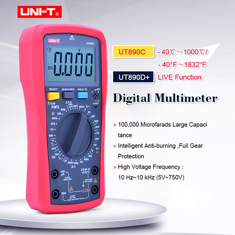 UNI-T UT890C UT890D+True RMS Digital Multimeter AC DC voltage Current meter Resistance Capacitance ACV Frequency Measure LCD NCV ► Photo 1/6