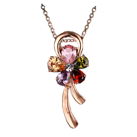 Bettyue Brand Fashion New Charm Flower Pendant Multicolor Zircon Rose Gold Color Jewelry Necklaces For Woman Wedding Party Gift ► Photo 1/5