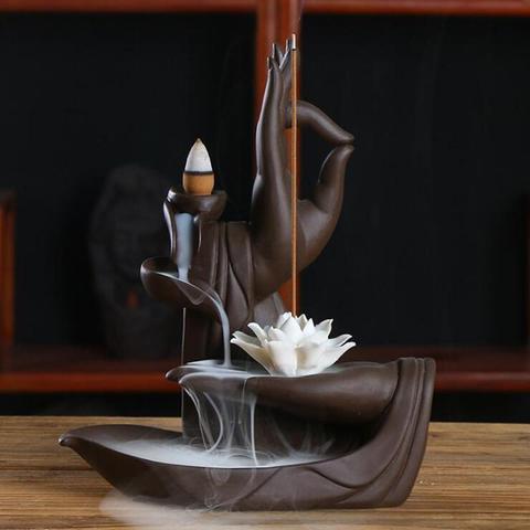 Waterfall Incense Holder Zen Incensario Flor De Lotus Backflow Queimador De Incenso Home Zen Decor Incense Burners Base Censer ► Photo 1/6