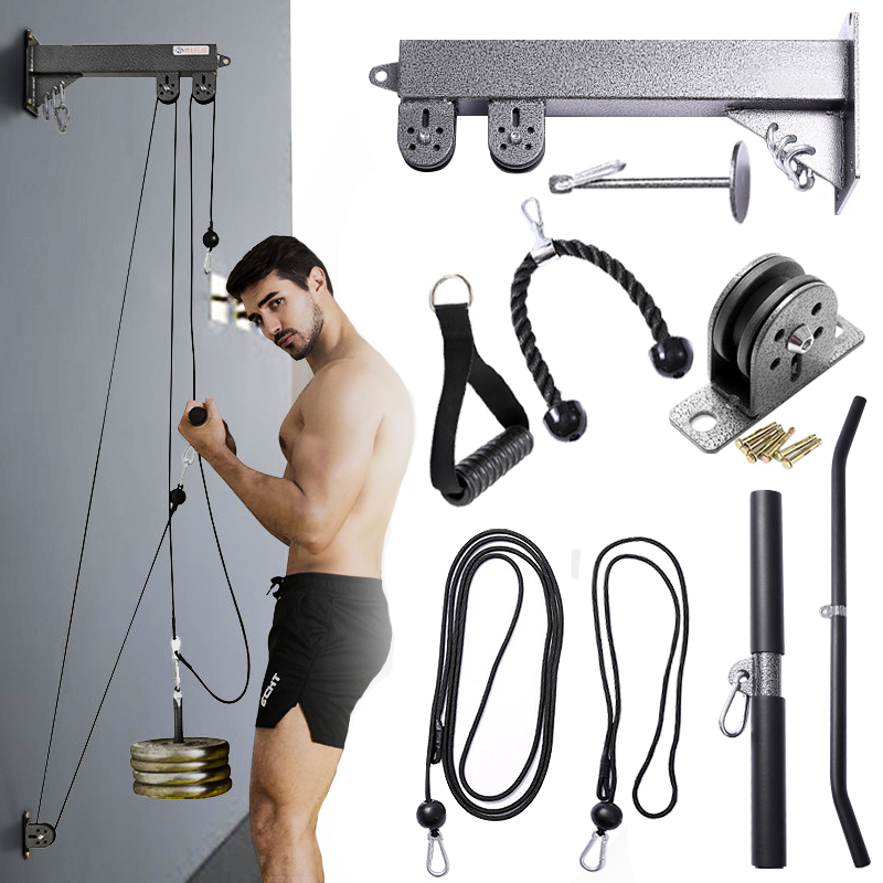 Fitness Pulley Cable Machine Set Biceps Triceps Arm Blaster Hand Strength US 