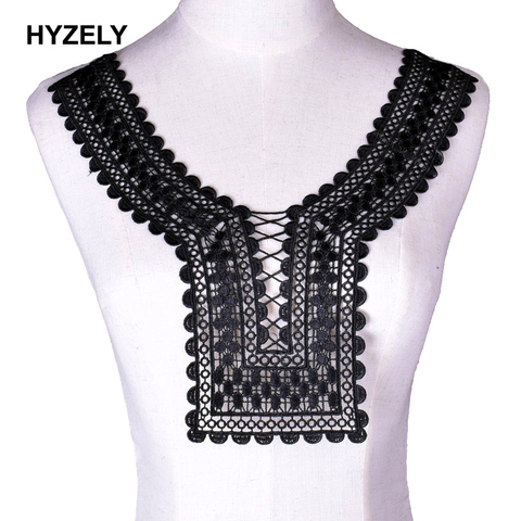 Black Embroidery Lace Fabric Neckline Collar  Trim Lace Decor Fabric Evening Dress Appliques DIY Sewing ► Photo 1/3