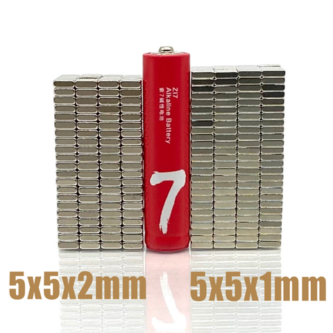 20-200pcs/lot magnet 5x5x1 5x5x2 N35 Strong Square NdFeB Rare Earth Magnet 5*5*1 5*5*2 Neodymium Magnets 5*5*1 5*5*2 ► Photo 1/6