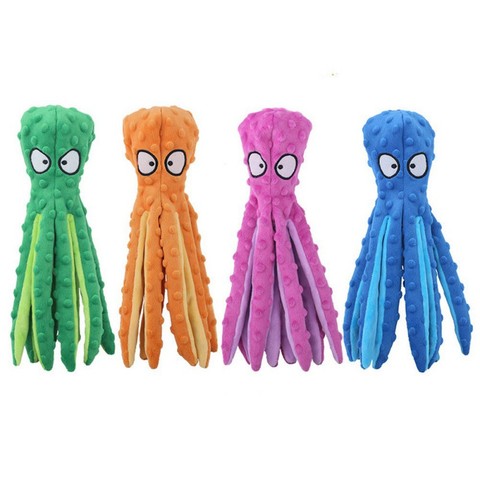 8 Legs Octopus Soft Stuffed Plush Dog Squeaky Cartoon Orange Octopus Puppy Pet Toy Colorful Squid Dog Toy Pet Supplies ► Photo 1/6