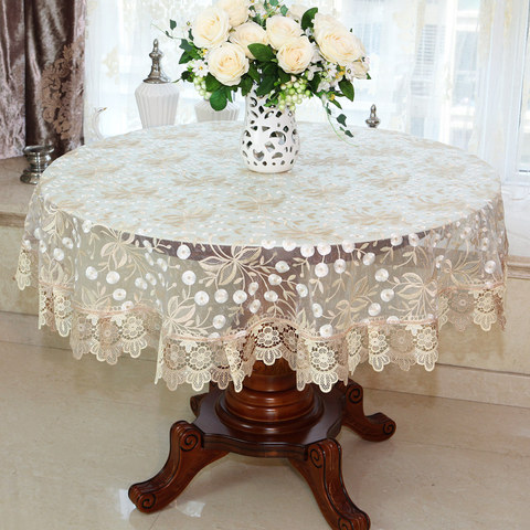 New Lace Tablecloth Pastoral round tablecloth Dining table cloths Home Embroidery table cover rose gold decoration house towel ► Photo 1/5