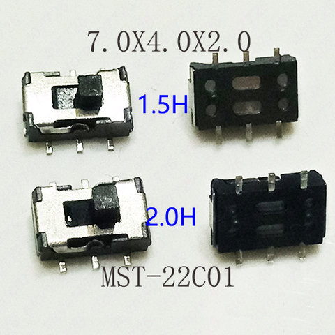 20PCS Mini Slide Switch 7.0x4.0x2.0mm On-On 6Pin Micro Toggle Switch 2P2T H=1.5mm/2mm SMD MST-22C01 ► Photo 1/3