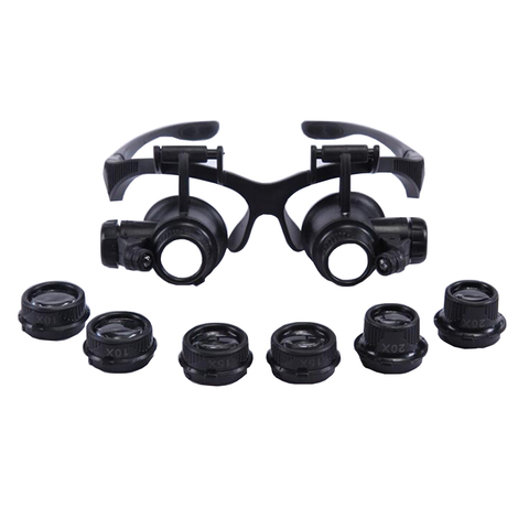 New Headband 10X 15X 20X 25X Binocular Magnifier With LED Light Lens For Watches And Jewelry Optical Lens Glass Magnifier ► Photo 1/5