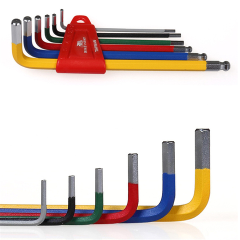 BIKE HAND Colorful Inner Hexagon Spanner Set Allen Key Bicycle Repair Tool Hex Wrench 6-piece Package YC-613-6C ► Photo 1/6