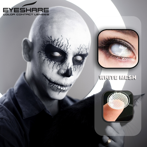 EYESHARE 1 Pair  White Mesh Large Diameter Eyes Cosmetic Colored Contact Lens Cosplay Contact Lenses for Halloween ► Photo 1/6