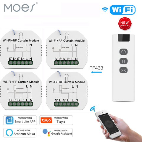 Tuya WiFi RF Roller Blind Shutter Curtain Switch Module with Remote for Electric Motor Sunscreen Works with Google Home Alexa ► Photo 1/6