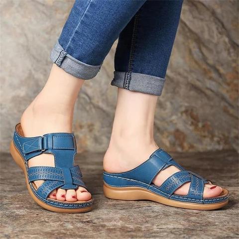 Women's Sandals Summer Wedges Shoes Open Toe Slip On Comfy Slippers Solid Color Buckle Beach Sandals for Women 2022 ► Photo 1/6