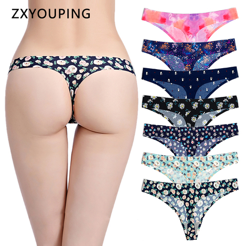 Print Women Thongs and G-String Seamless Panties Sexy Lingerie Female Underwear Tangas Breathable US Size Large Size 12 Colors ► Photo 1/6