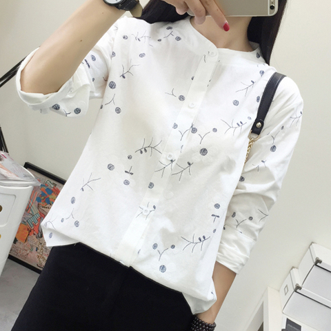 Spring Summer Shirt Flower Print Long Sleeve Women Blouses Female Casual Shirts Students Fresh Chic Tunic Tops Blusas femininas ► Photo 1/6