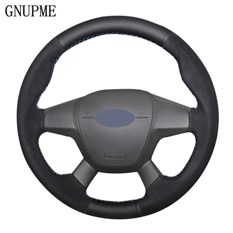 Black Genuine Leather Suede DIY Car Steering Wheel Cover for Ford Focus 3 2012-2014 KUGA Escape 2013-2016 C-MAX 2011-2014 ► Photo 1/1