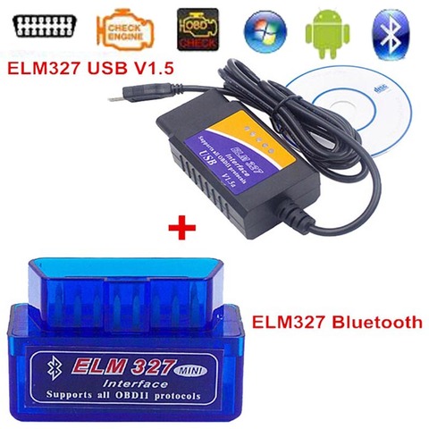Super MINI ELM327 V2.1 Bluetooth + ELM327 USB Diagnostic Tool ELM 327 Bluetooth OBD ELM327 V2.1 USB Interface and With Brake Pen ► Photo 1/6