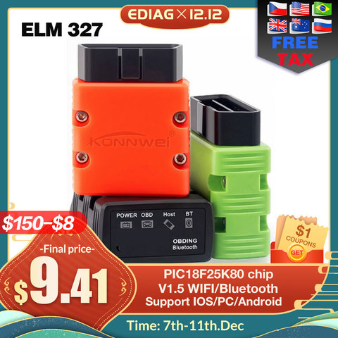 ELM327 V1.5 OBD2 Scanner KW902/P02 Bluetooth/WIFI PIC18f25k80 MINI ELM 327 OBDII KW902 Code Reader for Android Phone ► Photo 1/5
