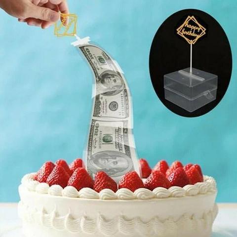 Birthday Surprise Gift Box Napkin Banknote Box Tissue Box Surprise Money Box Cake Parent Birthday Baking Decoration Pull Money ► Photo 1/6