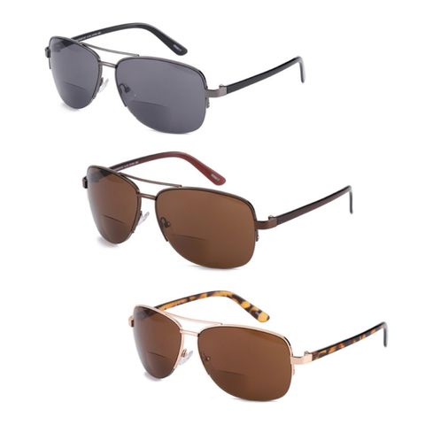 Men Women Bifocal Reading Glasses Sunglasses Sun Readers Half Frame Presbyopic with Diopters +1.0 to +3.5 ► Photo 1/6