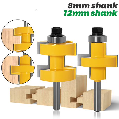 2pc 8mm 12mm Shank high quality Wood Cutting Tool Large Tongue & Groove Joint Assembly Router Bit Set 42mm Stock ► Photo 1/6