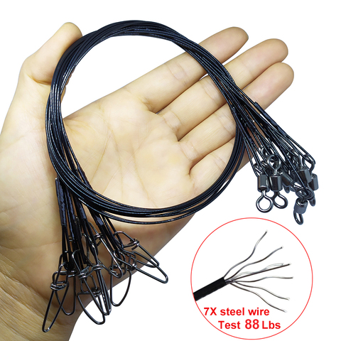 10pcs 50cm Steel Fishing Line Anti-bite Leader Wire Test 150Lbs/68kg Heavy-duty Wire Line Sea Fishing Connector for Lure Hooks ► Photo 1/6