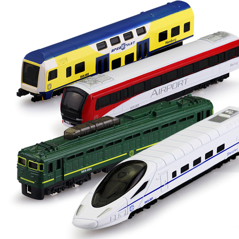 1:87 Scale Diecasts Classic Train Alloy Model Toy Vehicles Simulation High-Speed Railway Light Rail Train Model Sliding Toy Car ► Photo 1/6