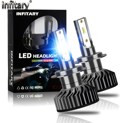 Infitary H4 H7 Led Headlight Bulbs 16000Lm 6500K ZES Chips Auto Ice Lamp For Cars H1 H3 H11 H13 H27 9005 HB3 HB4 Fog Lights ► Photo 1/6