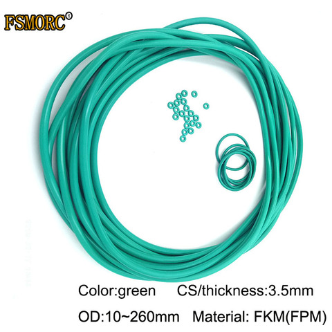 OD10mm~260mm*3.5mm thickness/CS Green FKM o rings Oil resistant acid and alkali resistant sealing Gasket FPM o-ring ► Photo 1/3