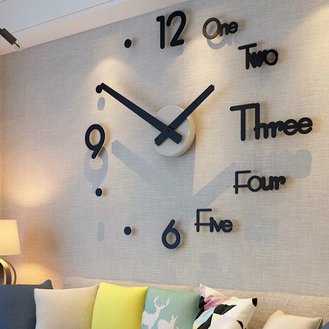 2022 Fashion 3D big size wall clock mirror sticker DIY brief living decor meetting room wall clock Modern Design Silent Acrylic ► Photo 1/5