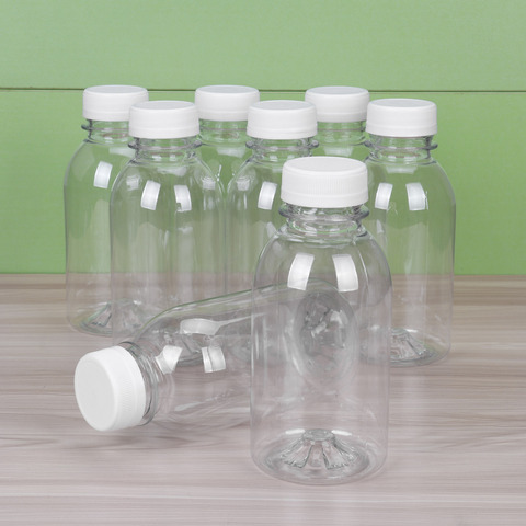 Transparent Plastic Empty Soft Drink Containers Bottles with Lids 300/350/400ml Orange Apple Lemon Juice Milk Smoothies Bottles ► Photo 1/6