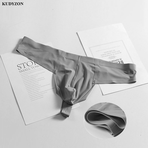 Men Sexy G-string Thongs Gay Men Underwear Solid Thin Ice Silk Enhance Bugle Pouch Seamless T-panties Man Lingerie Underpants ► Photo 1/5
