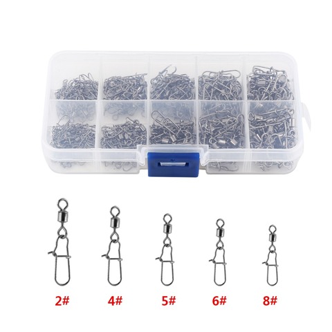 210pcs/ Set Stainless Steel Fishing Swivel Snap Rolling Swivel Connector hooked Snaps Pin Ball Bearing Fishhook Lure Tackle Kit ► Photo 1/6
