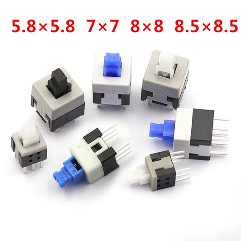 10PCS/LOTNEW 5.8x5.8  7x7  8x8  8.5x8.5mm Self Locking / UNlock Push Tactile Power Micro Switch 6 Pin Button Switches ► Photo 1/6