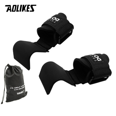 AOLIKES Weight Lifting-Hook Hand-Bar Wrist Straps Glove Weightlifting Strength Training Gym Fitness Hook Weight Lifting Gloves ► Photo 1/6
