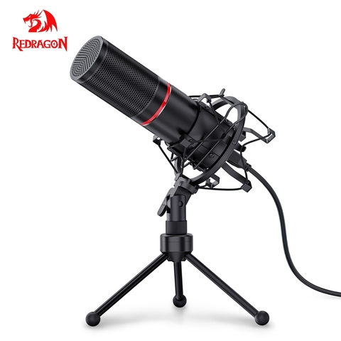 Redragon Metal USB Condenser Recording Microphone With Tripod For Laptop Computer Cardioid Studio Recording Vocals Voice Over ► Photo 1/6