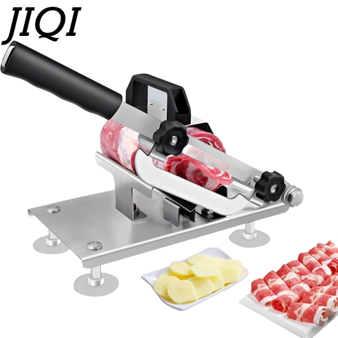 JIQI Household Manual Lamb Beef Slicer Meat Cutting Machine Vegetable Mutton Rolls Cutter Slicing Maker Thickness Adjustable ► Photo 1/5