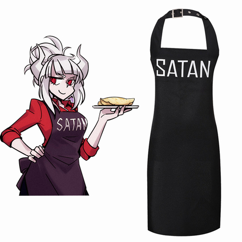 Game Helltaker Satan Cosplay Costume Adult Women Men Outfits Black Printed Satan Apron Adjustable Halloween Costume Carnival ► Photo 1/6