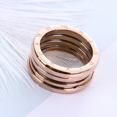 18KGP Rose Gold Color Classic Spring Numeral Ring Stainless Steel Charm Luxury Jewelry for Women Men Mother's Day Gift(GR242) ► Photo 1/6