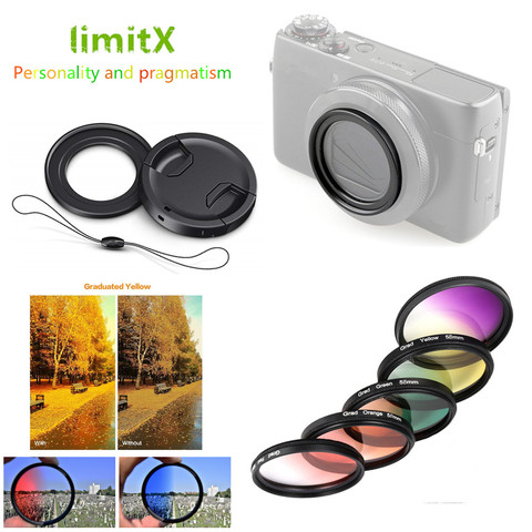 Filter set UV Graduated Colour & Adapter Ring & Lens Cap Keeper for Panasonic LX10 LX15 TZ200 TZ220 ZS200 ZS220 TX2 ZS100 TZ100 ► Photo 1/1