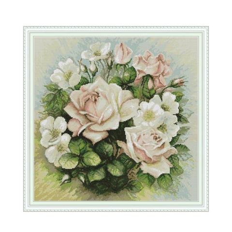 Pink rose flower cross stitch kit aida 14ct 11ct count print canvas cross stitches   needlework embroidery DIY handmade ► Photo 1/1