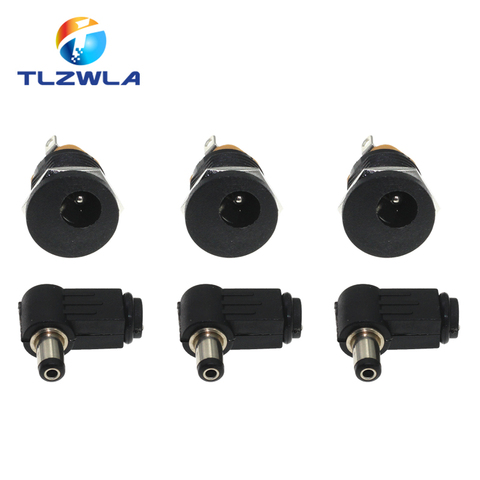 10PCS (5Pairs) Male DC Power Plug Angle 90 degree L Shaped plastic + Female Metal Panel Mount Socket Jack Plug DC Connector ► Photo 1/6