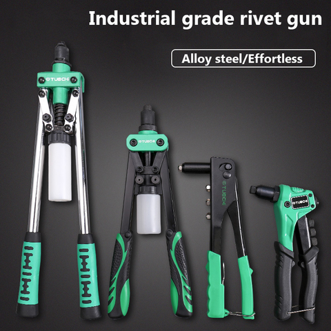 Manual Rivet Gun Set with 4 Sizes of Rivet Heads, Heavy-duty One-handed Rivet Gun Tool for Metal, Plastic and Leather ► Photo 1/6
