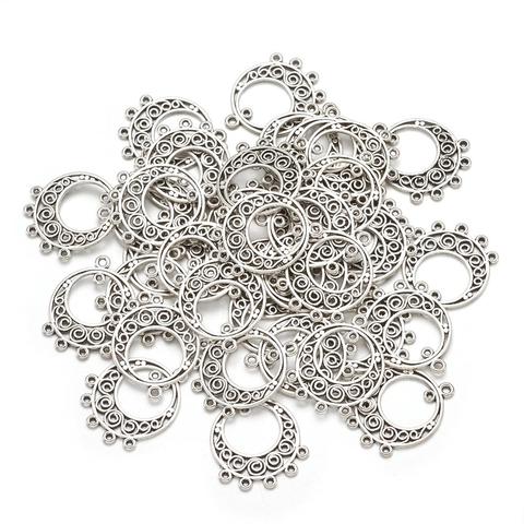 100pcs Tibetan Style Chandelier Components Flat Round Antique Silver Color Links Connector for Earrings Tassel Jewelry Making ► Photo 1/6