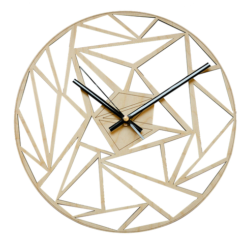 Geometric Pattern Bamboo Wall Clock Battery Operated Home Living Room Gift Round Removable Modern Bedroom Decoration Simple ► Photo 1/6