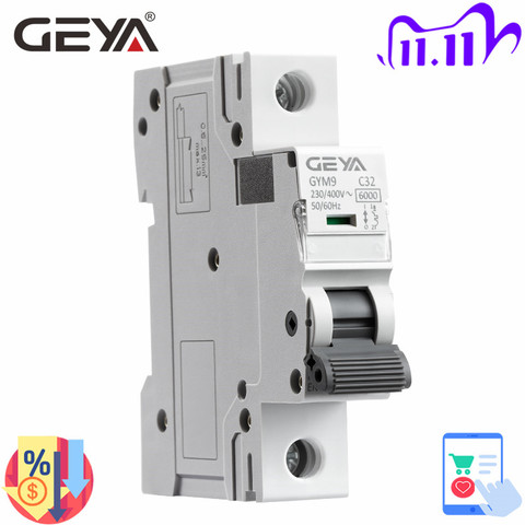GEYA GYM9 1P 6KA Breaking Capacity MCB Din Rail 220V 400V Mini Circuit Breaker 6A-63A AC Type Factory Direct Manufacturer ► Photo 1/5