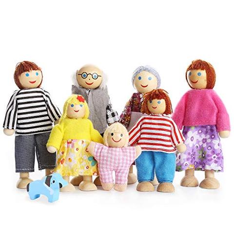 1 Set Wooden Doll Family Furniture House People Wood Puppets Dolls Kid Pretand Play Toys Eye-Hand Coordination Infantis Play Toy ► Photo 1/6