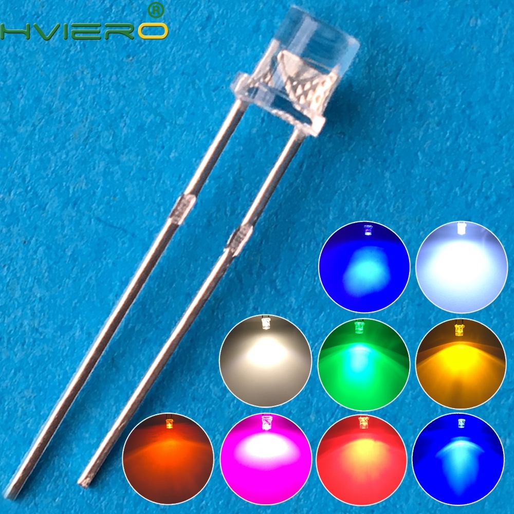 100 LEDS 5MM Flat Red Wide Angle Urtal Bright Light Bulb Lamp Emitting Diodes 