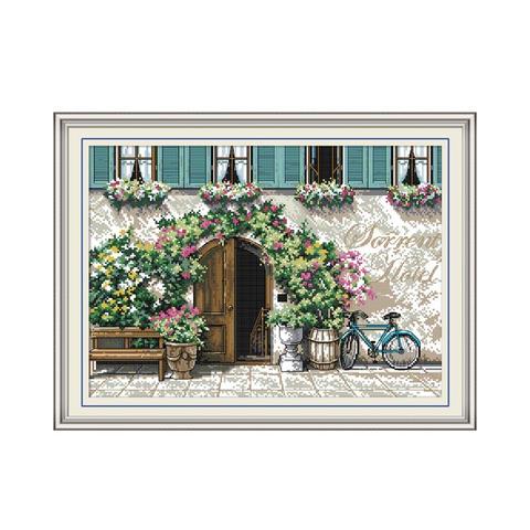 Gate courtyard cross stitch kit aida 14ct 11ct count print canvas cross stitches   needlework embroidery DIY handmade ► Photo 1/1