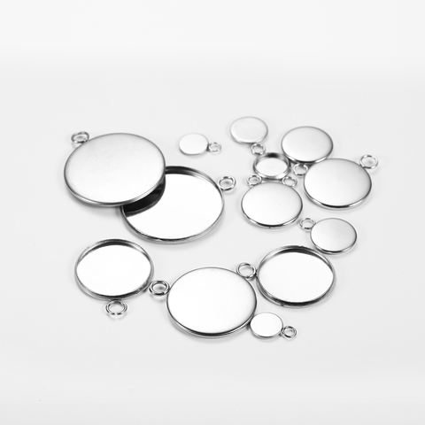 20pcs/lot 6 10 14 18 25mm Stainless Steel Cabochon Base Tray Bezels Blank Setting For Bracelet Pendant Jewelry Making Supplies ► Photo 1/6