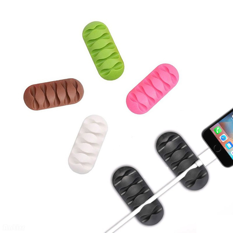 Soft Silicone Cable Winder Earphone Cable Organizer Wire Storage Silicon Charger Holder Clips Cable winder 5 Colors ► Photo 1/6