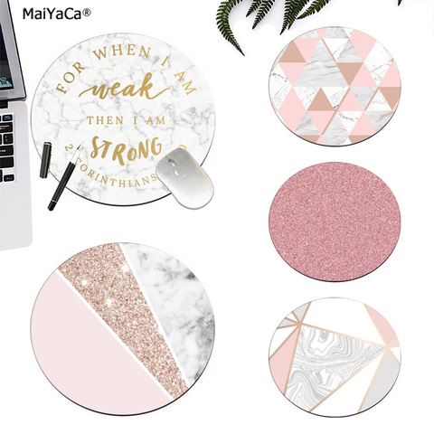 Maiyaca High Quality Pink Rose Gold Marble High Speed New round Mousepad Anti-Slip Laptop PC Mice Pad Mat gaming Mousepad ► Photo 1/6