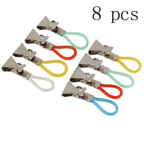 8Pcs Clothes Pegs Stainless Steel Clothespins Colorful Laundry Tea Towel Hanging Clips Loops Towel Clips Kitchen Bathroom Clips ► Photo 1/6